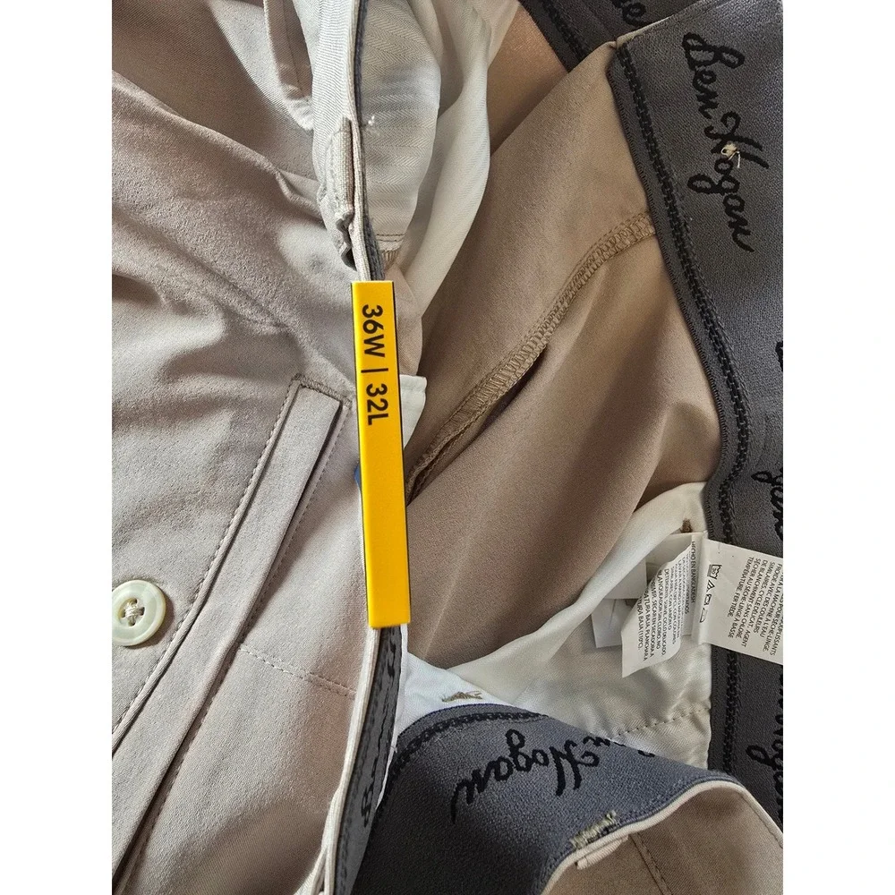 Ben Hogan Performance Mens Golf Pants 36x32 Beige Chinchilla Stretch UPF50 NWT